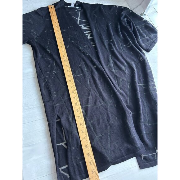 Chicos Open Front Black Cardigan With Geometric Print Lightweight Knit M - Picture 5 of 7
